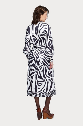 Monochrome Zebra Button-Up Midi Dress