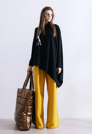 Yellow High Waist Long Wide Leg Trousers