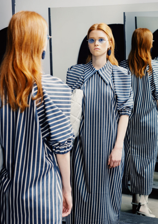 Striped Midi Dress - Blue