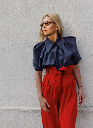 Red High Waist Straight Leg Culottes