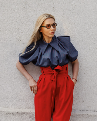 Red High Waist Straight Leg Culottes