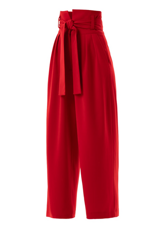 Red High Waist Straight Leg Culottes