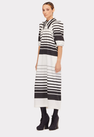 Designer Midi Dress Monochrome Striped