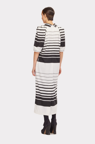 Designer Midi Dress Monochrome Striped