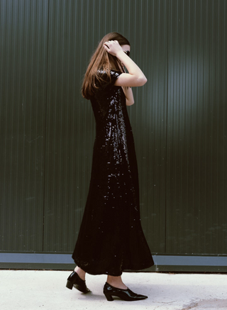 Black Sequin Evening Gown Long Dress