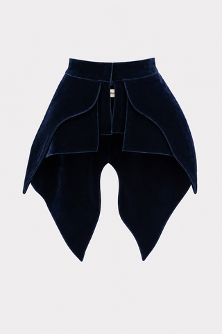 Sculpted Velvet Peplum Belt - Blue