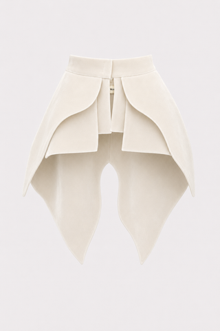 Sculpted Velvet Peplum Belt - Ivory