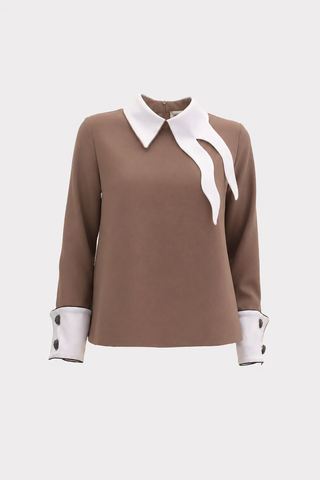 Semi-Formal Blouse With Contrasting Details Brown