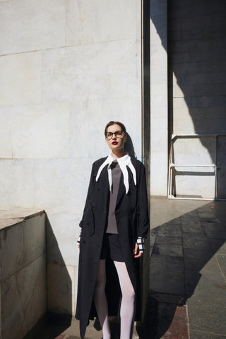 Semi-Formal Blouse With Double Contrasting Details Grey