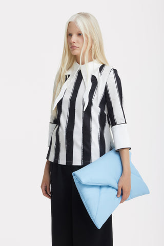 Semi-Formal Striped Blouse With Double Contrasting Details - Black Ivory - Capsule Edition