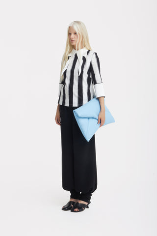 Semi-Formal Striped Blouse With Double Contrasting Details - Black Ivory - Capsule Edition