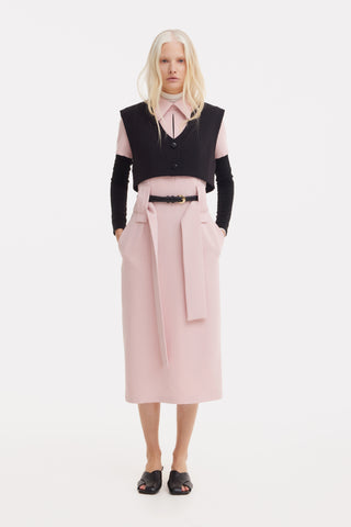 Cropped Button-Front Vest - Black