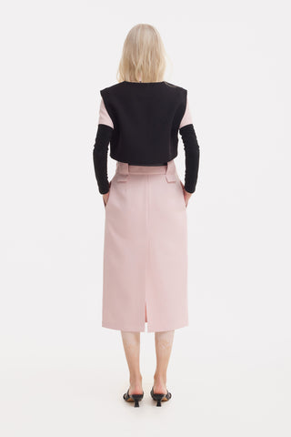 Cropped Button-Front Vest - Black