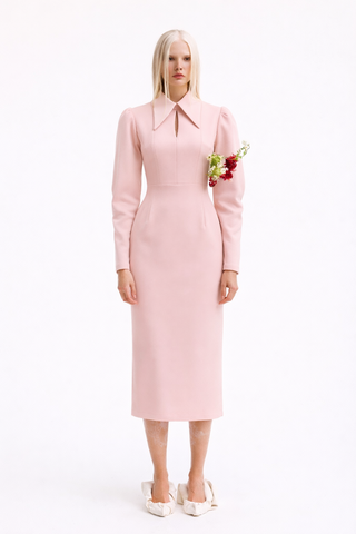 Solid Formal Midi Dress - Pale Pink