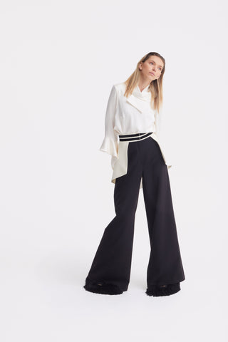 Statement Waist Wide-Leg Trousers – Black