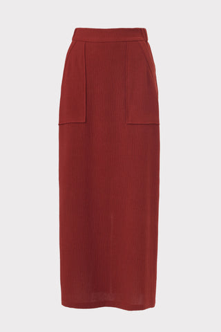 Summer Crinkled Sleeveless Top & Long Skirt Two-Piece Set - Terracotta
