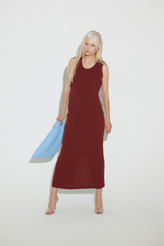 Summer Crinkled Sleeveless Top & Long Skirt Two-Piece Set - Terracotta