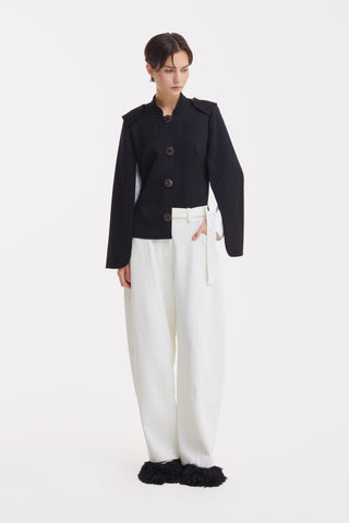Tailored Structured Cape Blazer Black