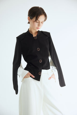 Tailored Structured Cape Blazer Black