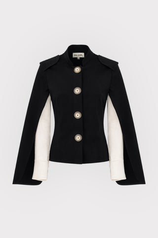 Tailored Structured Cape Blazer Black