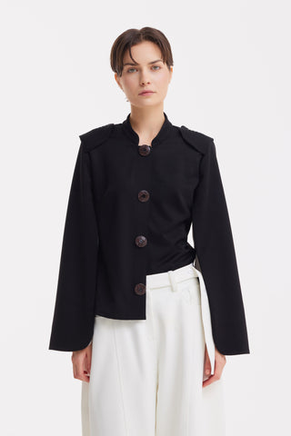 Tailored Structured Cape Blazer Black