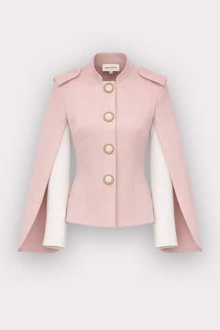 Tailored Structured Cape Blazer Pale Pink