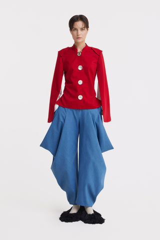 Tailored Structured Cape Blazer Red