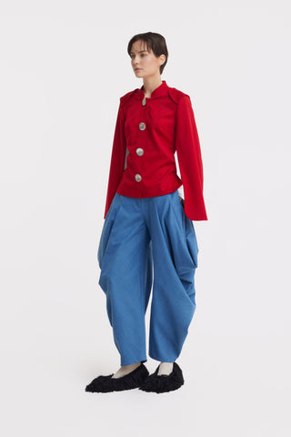 Tailored Structured Cape Blazer Red