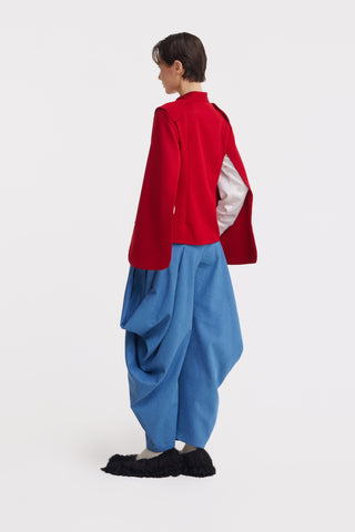 Tailored Structured Cape Blazer Red