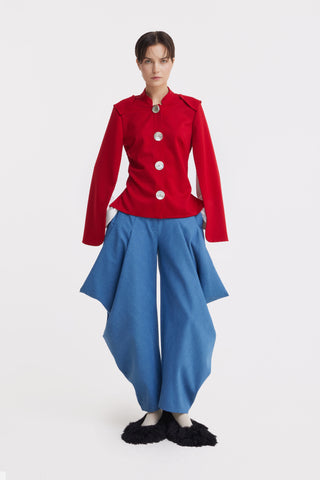 Tailored Structured Cape Blazer Red