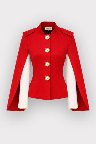 Tailored Structured Cape Blazer Red