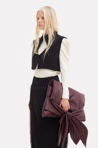 Textured Pile Column Midi Skirt – Black