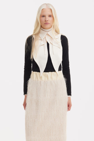 Textured Pile Column Midi Skirt – Ecru