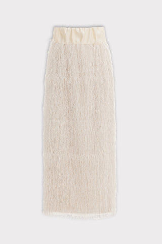 Textured Pile Column Midi Skirt – Ecru