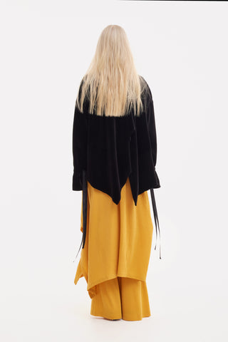Evening Velvet Wrap Jacket With Silk Lining - Black