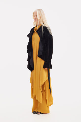 Evening Velvet Wrap Jacket With Silk Lining - Black