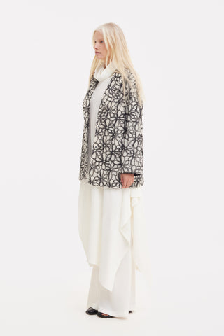 Ivory Abstract Textured Jacket With Satin Lining