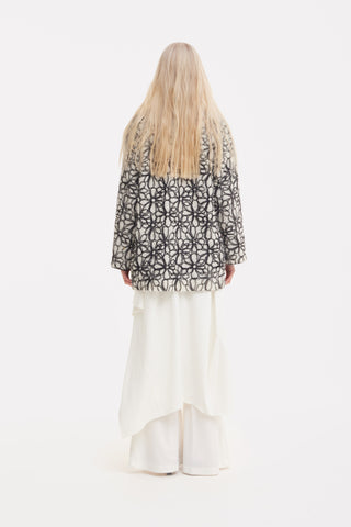 Ivory Abstract Textured Jacket With Satin Lining