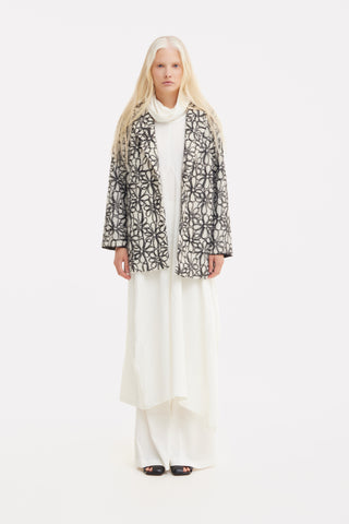 Ivory Abstract Textured Jacket With Satin Lining