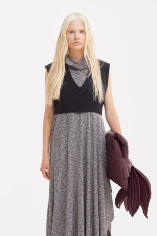 Two-Piece Set Knit Dress And Pants Grey Melange