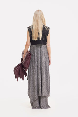 Two-Piece Set Knit Dress And Pants Grey Melange