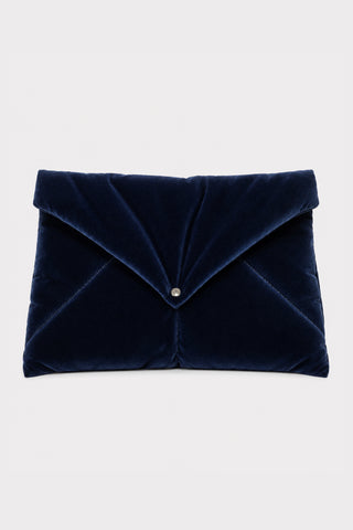 Velvet Envelope Clutch Bag Navy