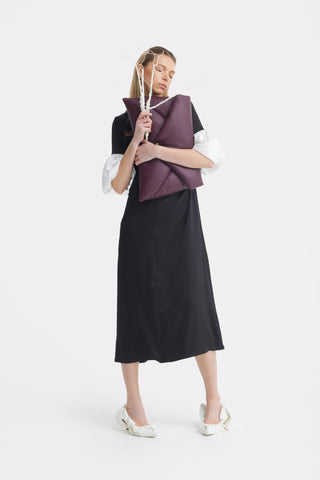 Versatile Chic Work Dress With Puff Sleeves - Black