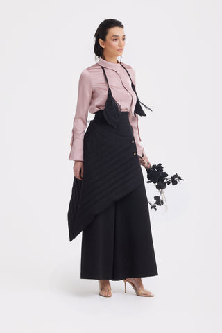 Vintage Wool Blend Quilted Pants Black