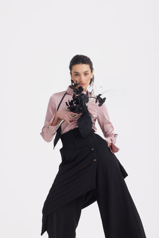 Vintage Wool Blend Quilted Pants Black