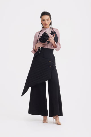 Vintage Wool Blend Quilted Pants Black