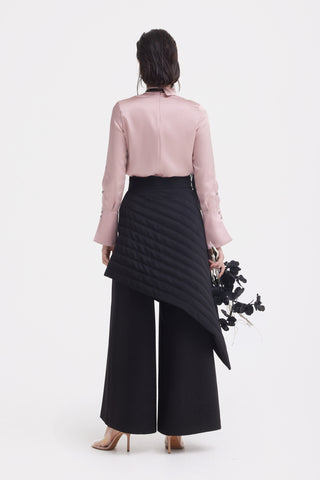 Vintage Wool Blend Quilted Pants Black