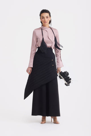 Vintage Wool Blend Quilted Pants Black