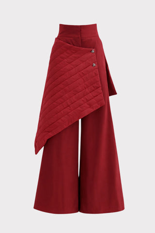 Vintage Wool Blend Quilted Pants Burgundy