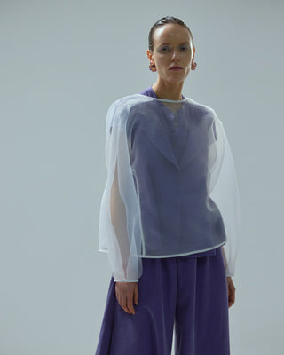 Cupro Blouse With Flared Hem Violet